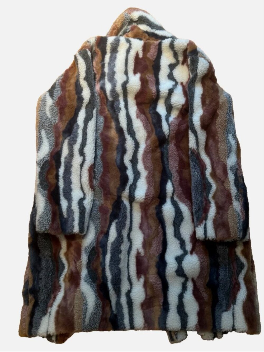 NEW Johnny Was Ziggy Faux Fur Open Front Coat Boho Chic Multi Stripe L R48023 - Picture 14 of 14